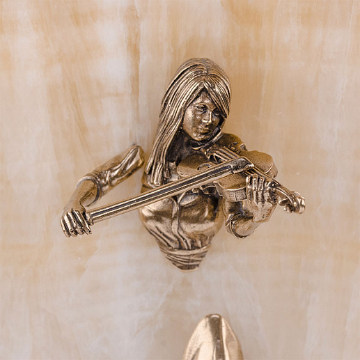 Бронзовая картина-панно "Скрипачка" на натуральном камне оникс купить с доставкой Бронзовая картина-панно "Скрипачка" на натуральном камне оникс