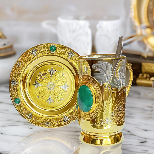 Подарочная чайная пара "Малахит". Златоуст